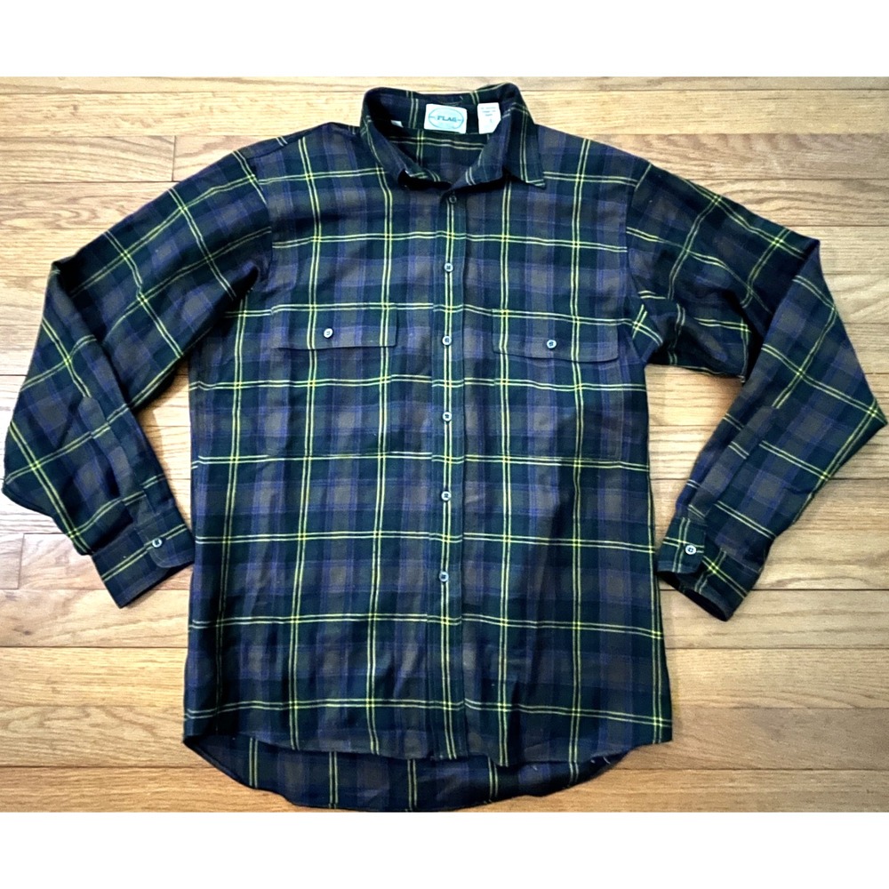 Vintage FLAG Shirtmakers in Italy Wool Plaid Flannel Shirt Men M